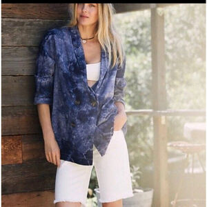 Anthropologie Amadi Tie Dye Linen Blend Blazer Oversized Slouchy Womens Medium